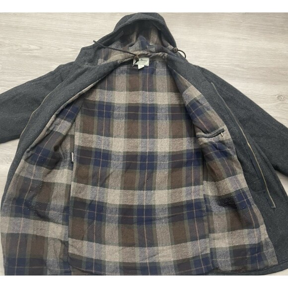 Vintage 90s LL Bean Duffle Coat Men Wool Hooded Toggle Jacket Gray Size small - Picture 14 of 16